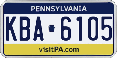 PA license plate KBA6105
