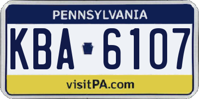 PA license plate KBA6107