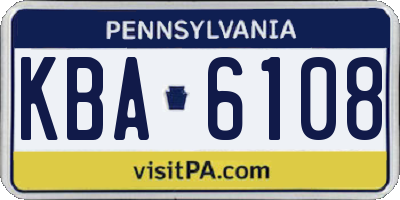 PA license plate KBA6108