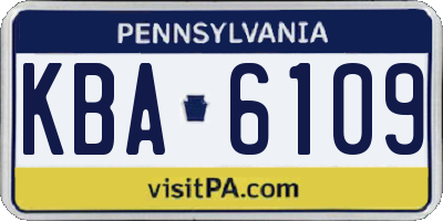 PA license plate KBA6109