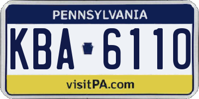 PA license plate KBA6110