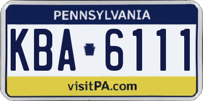 PA license plate KBA6111