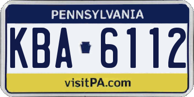 PA license plate KBA6112