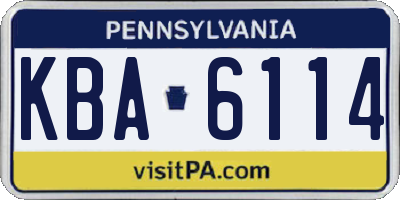 PA license plate KBA6114