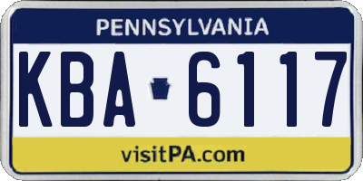 PA license plate KBA6117