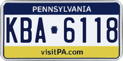 PA license plate KBA6118