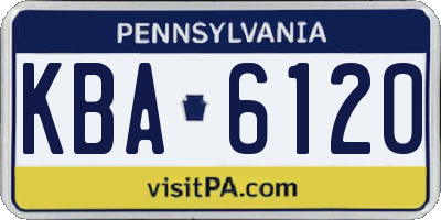 PA license plate KBA6120