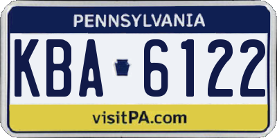 PA license plate KBA6122