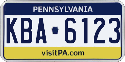 PA license plate KBA6123