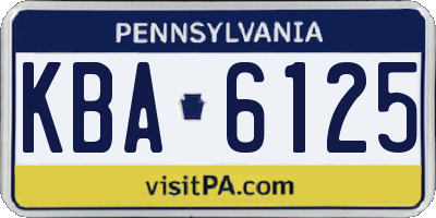 PA license plate KBA6125