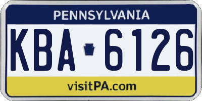 PA license plate KBA6126
