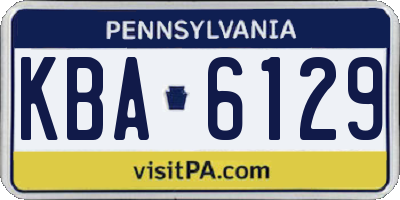 PA license plate KBA6129