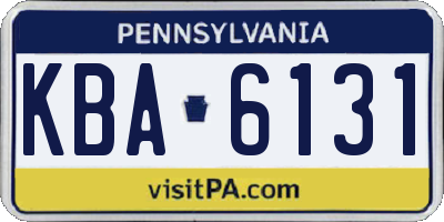 PA license plate KBA6131
