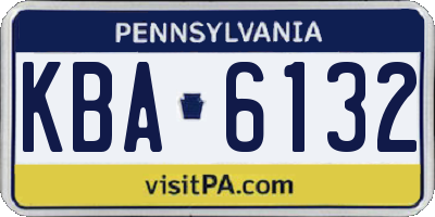 PA license plate KBA6132