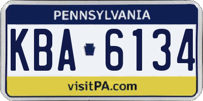 PA license plate KBA6134