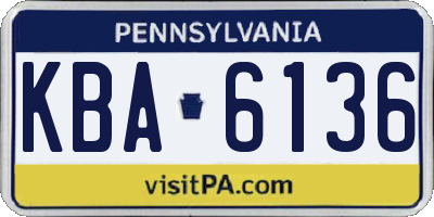 PA license plate KBA6136