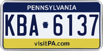PA license plate KBA6137