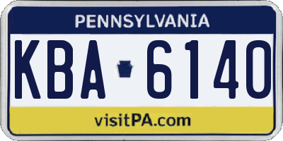 PA license plate KBA6140