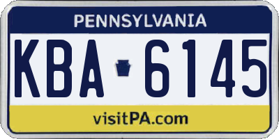 PA license plate KBA6145