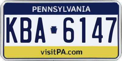 PA license plate KBA6147