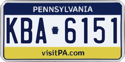 PA license plate KBA6151
