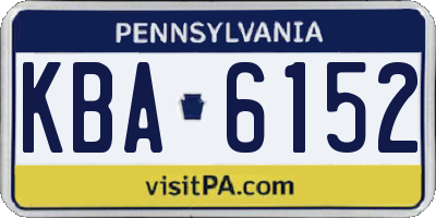 PA license plate KBA6152
