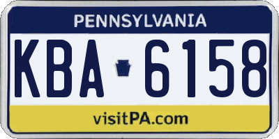 PA license plate KBA6158