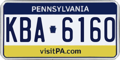PA license plate KBA6160