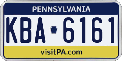 PA license plate KBA6161