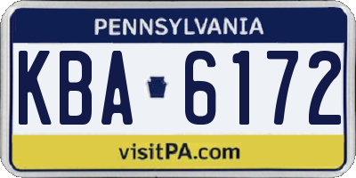 PA license plate KBA6172