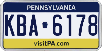 PA license plate KBA6178