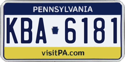 PA license plate KBA6181