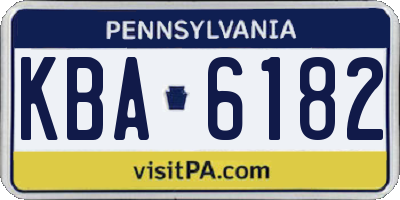 PA license plate KBA6182
