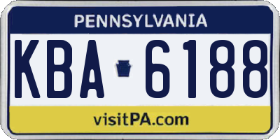 PA license plate KBA6188