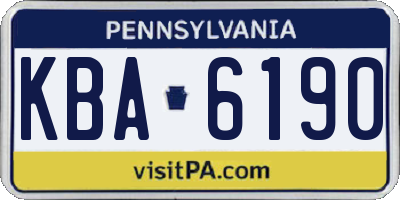 PA license plate KBA6190