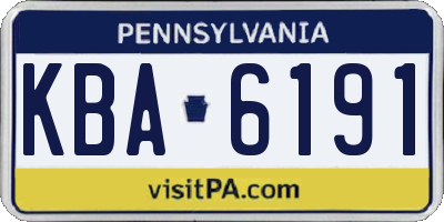 PA license plate KBA6191