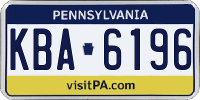 PA license plate KBA6196