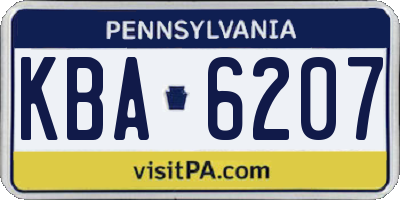 PA license plate KBA6207
