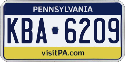 PA license plate KBA6209