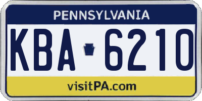 PA license plate KBA6210