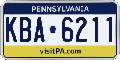 PA license plate KBA6211