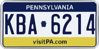 PA license plate KBA6214