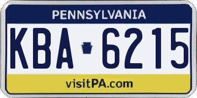 PA license plate KBA6215
