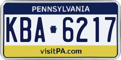 PA license plate KBA6217