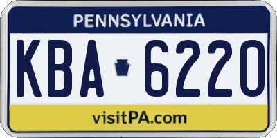 PA license plate KBA6220