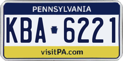 PA license plate KBA6221