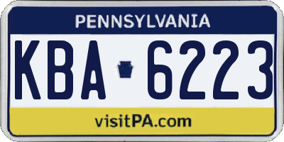 PA license plate KBA6223