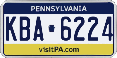 PA license plate KBA6224