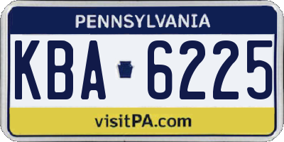 PA license plate KBA6225
