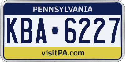 PA license plate KBA6227